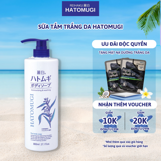 Sữa tắm dưỡng ẩm và làm sáng da Reihaku Hatomugi Body Soap nội địa Nhật 800ml - Hatomugi.shop