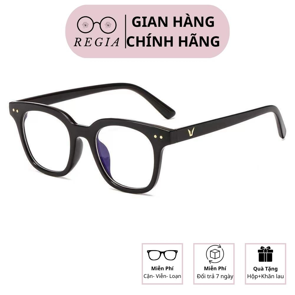Gọng Kính Cận GM Mắt Vuông Chữ V Nam Nữ Regia Nhựa Dẻo Cao Cấp Phụ Kiện Thời Trang 614