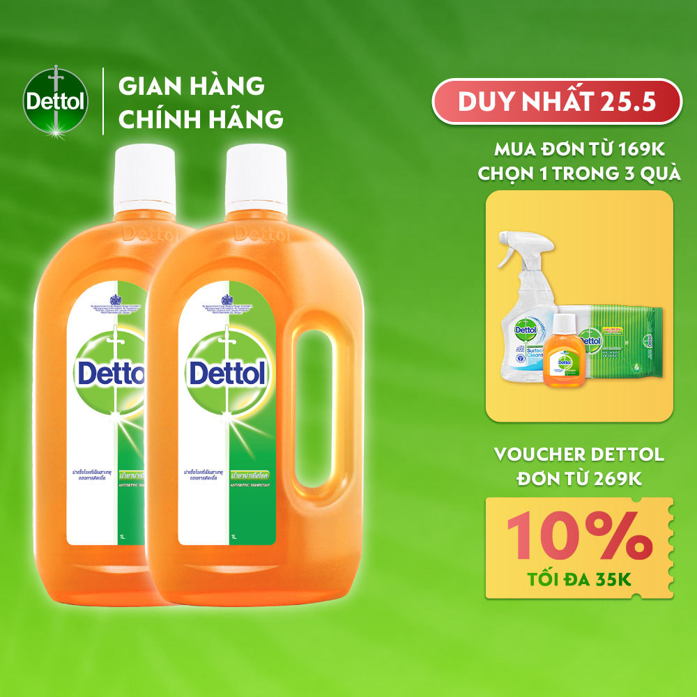 Bộ 2 Dung dịch diệt khuẩn đa năng Dettol 1L/chai