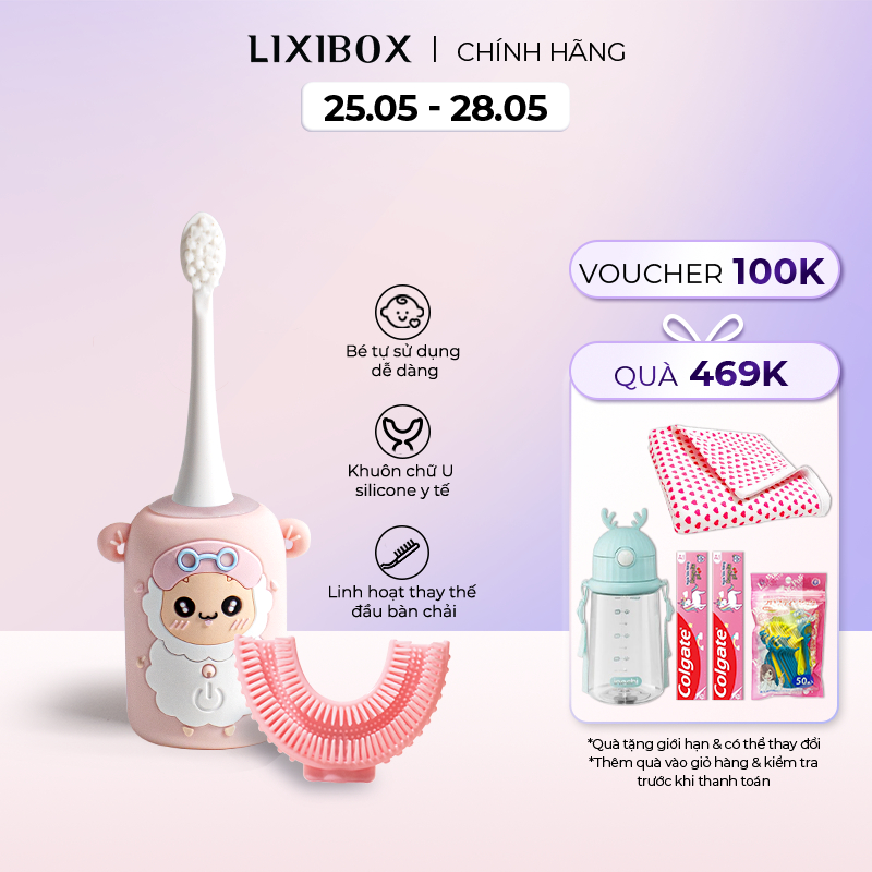 Bàn Chải Điện Cho Bé Halio Smart Sonic Toothbrush 2 loại đầu chải công nghệ sóng âm - Pink