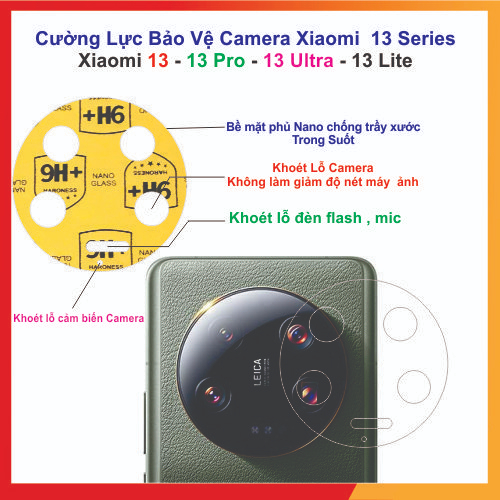 Cường Lực Bảo Vệ Camera Xiaomi 13 Series : Xiaomi 13 , 13 Pro, 13 Lite , 13 Ultra .Cường Lực Dẻo Nano bảo vệ cực tốt.