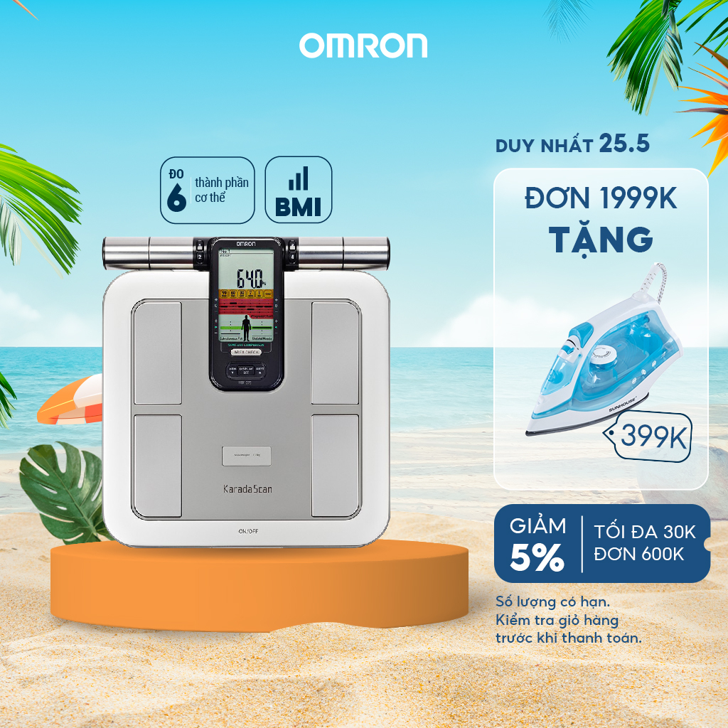 Máy Đo Thành Phần Cơ Thể & Lượng Mỡ OMRON HBF-375 - Dùng 8 Cảm Biến Để Đo Toàn Bộ Cơ Thể