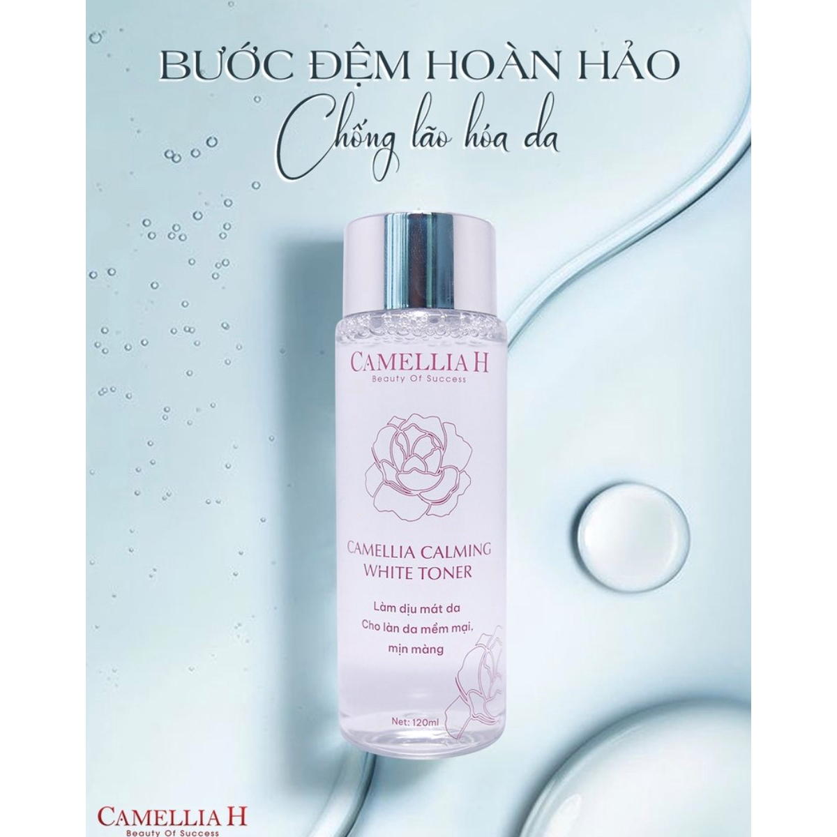Tone Nước Hoa Hồng Làm Sạch Da,Sáng Da,Kiềm Dầu Kháng Khuẩn - Camellia Calming White Toner