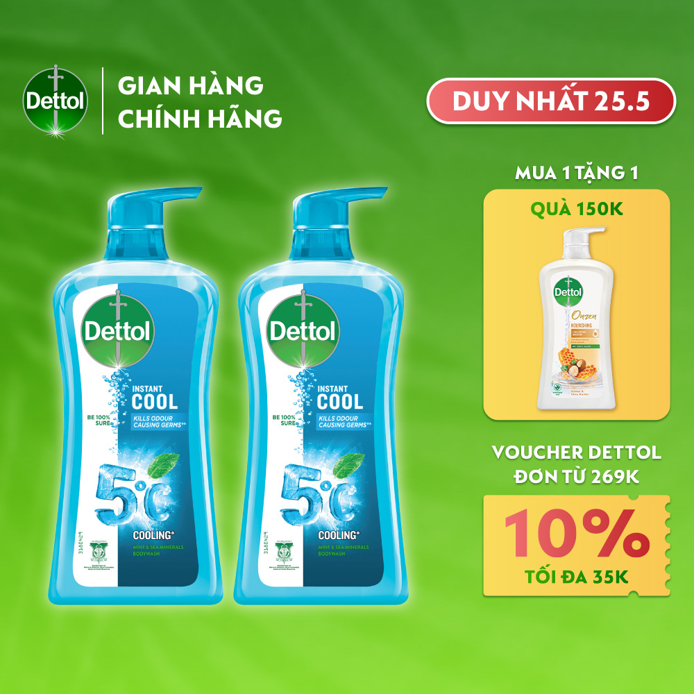 Combo 2 chai sữa tắm Dettol mát lạnh tức thì - Chai 950g