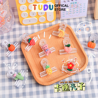 Kẹp tài liệu trong suốt icon bắt mắt dễ thương, kẹp giấy giữ tài liệu văn phòng TUDU nhiều kích cỡ tiện dụng