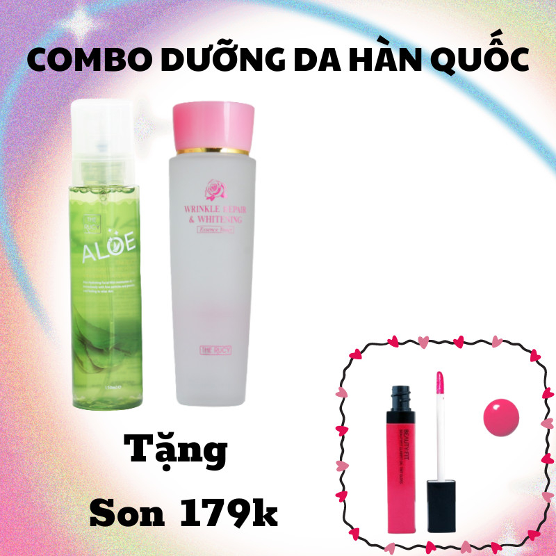 [Tặng Son dưỡng môi Beautifit Hàn Quốc 179k ]Combo dưỡng da The Rucy Xịt Khoáng Lô Hội 150ml và Nước hoa hồng 150ml