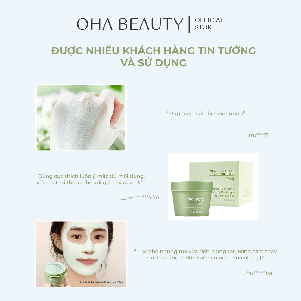 Mặt Nạ Bùn Đất Sét Cao Lanh Trà Xanh TWG 100g Giảm Mụn, Sáng Da, Làm Sạch Lỗ Chân Lông FM-0601