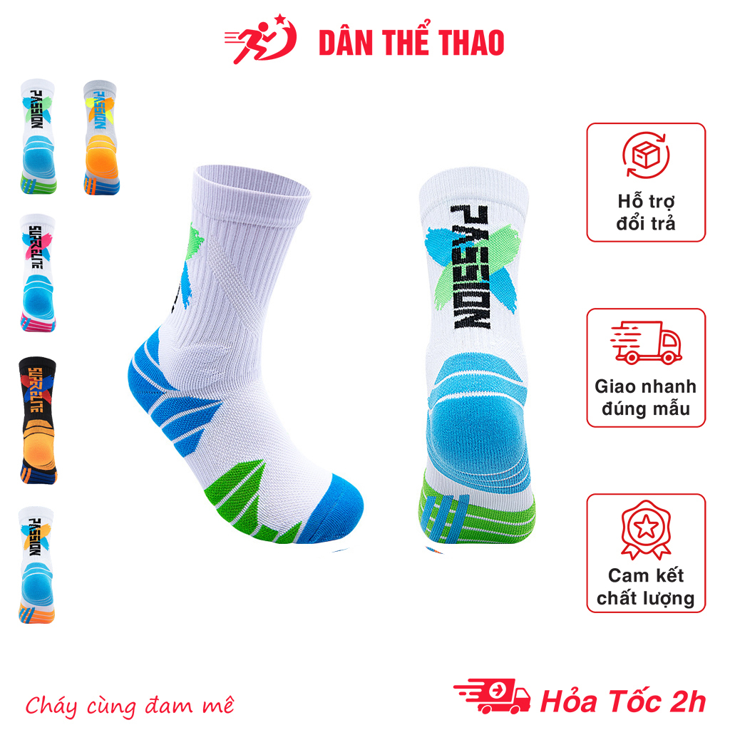 Tất đá bóng chống trơn giảm chấn khi va chạm, Vớ thể thao cổ cao thoáng khi thấm hút mồ hôi