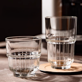 Ly thủy tinh 170ml 240ml 350ml, cốc thủy tinh khía đáy chịu nhiệt uống cafe, nước ép, soda