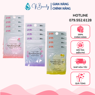 Xà Phòng Giấy Paper Soap Nhật Bản Gói 30 Miếng - Nhỏ Gọn Tiện Lợi, Hương Thơm Dễ Chịu