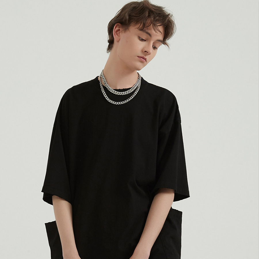 Áo thun Midi Fashion Tay lỡ Oversize điểm nhấn thiết kế túi 2 bên kèm rách nhẹ trẻ trung chất liệu cotton cao cấp