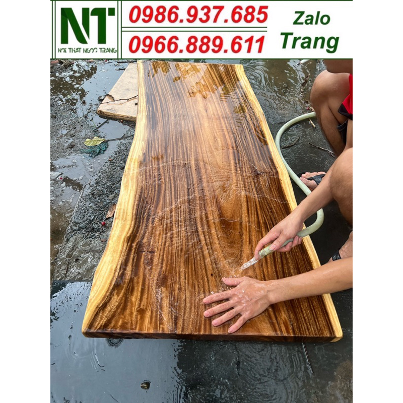 Mặt bàn gỗ me tây nguyên khối dày 5cm thanh lý