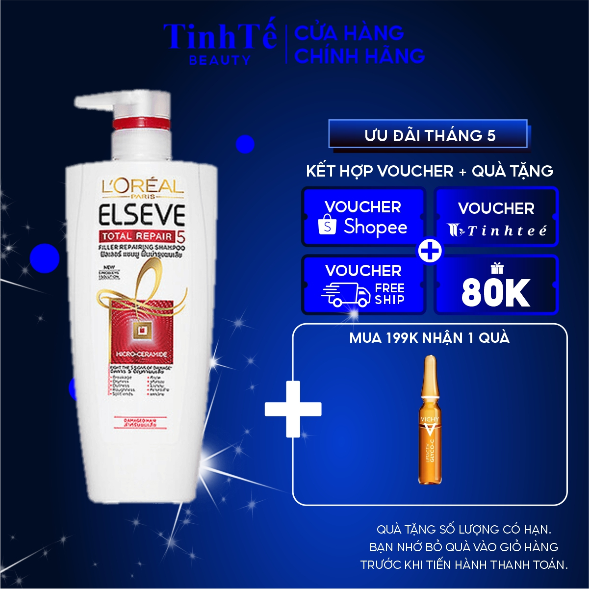 Dầu gội phục hồi tóc L'oreal Paris Elseve Total Repair 5 Repairing Shampoo 170ml/330ml/620ml