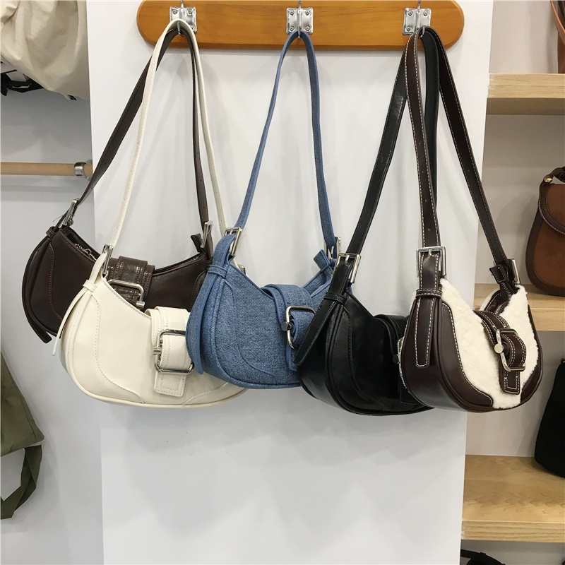 Túi Đeo Chéo Đeo Vai Dáng Thuyền , Túi Hobo Brocle Hobo Bag Osoi Denim Sky Suede