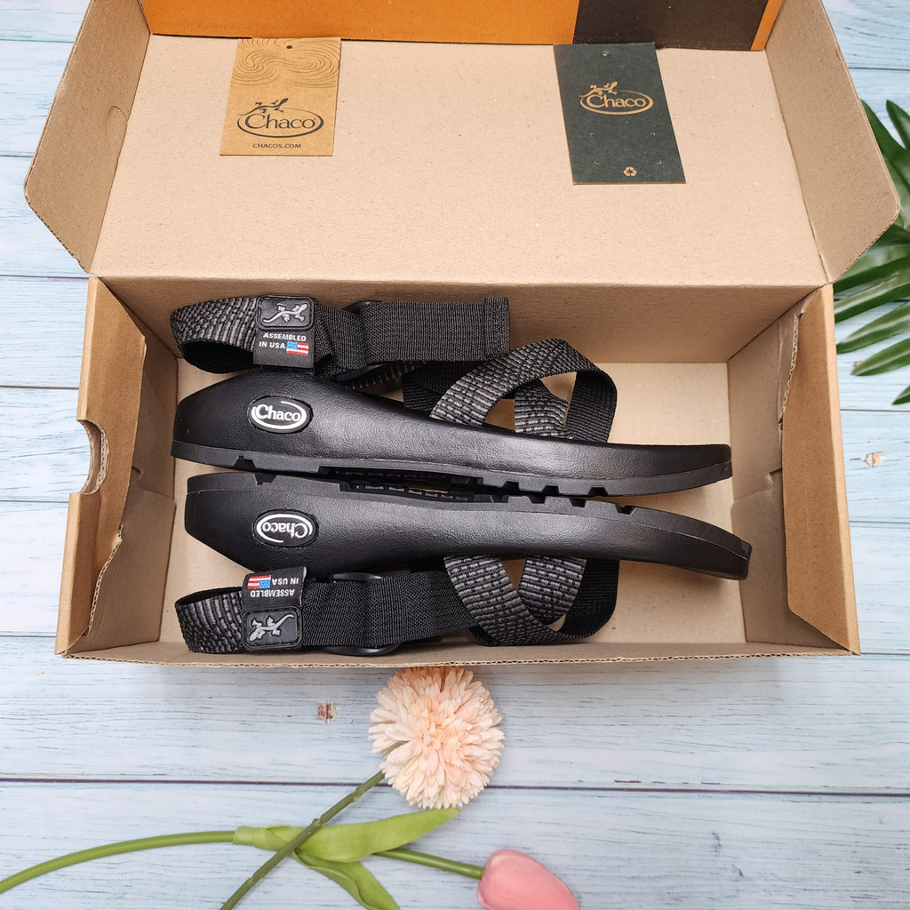 Dép sandal Nữ, Dép Chaco Nam Xuất xịn Mã Đen Xám TG06 - Bảo Hành 6 Tháng