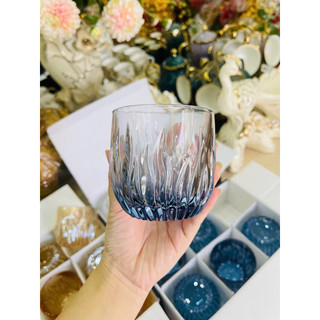 Set 6 Cốc ngọn lửa màu xanh, ly thủy tinh phòng khách sang trọng