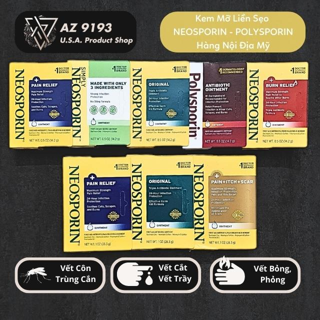 Kem Mờ Sẹo NEOSPORIN, POLYSPORIN Mỹ - Giảm Đau, Giảm Sưng Rát Các Vết Thương Nhỏ, Đứt Tay, Bỏng, Côn Trùng Cắn - Az 9193