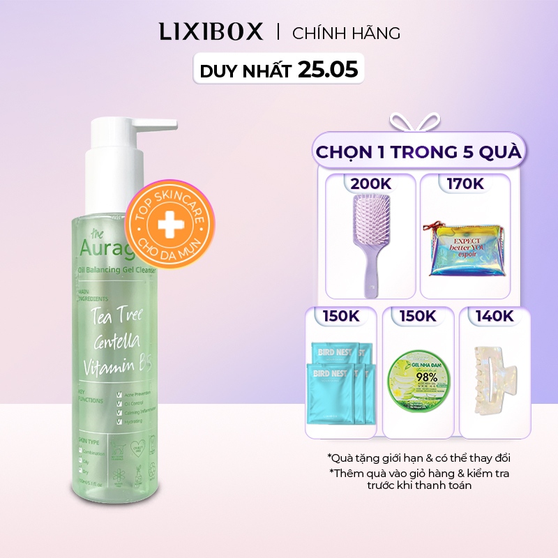 Gel rửa mặt làm sạch sâu cho da dầu mụn The Auragins Oil Balancing Gel Cleanser 150ml
