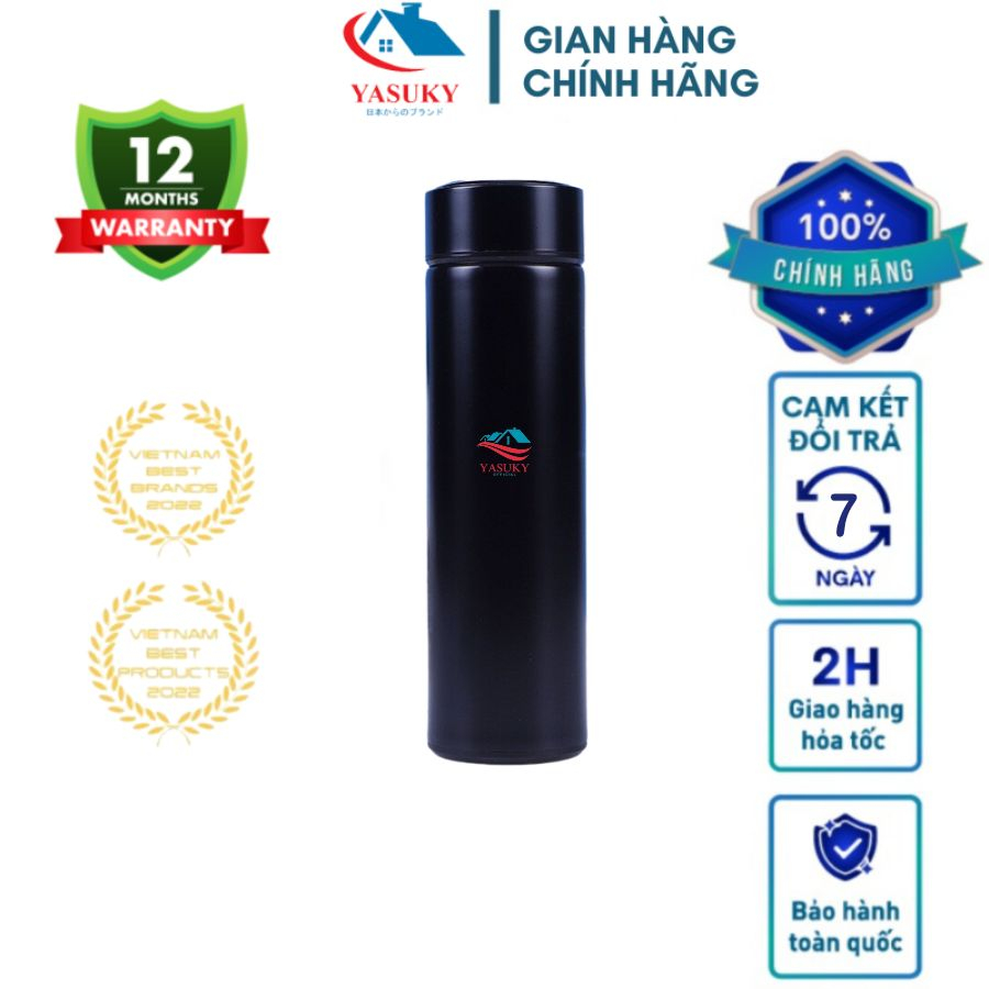 Bình giữ nhiệt inox Yasuky - Bình giữ nhiệt mini inox 304 hiển thị nhiệt độ 500ml hàng chính hãng cao cấp