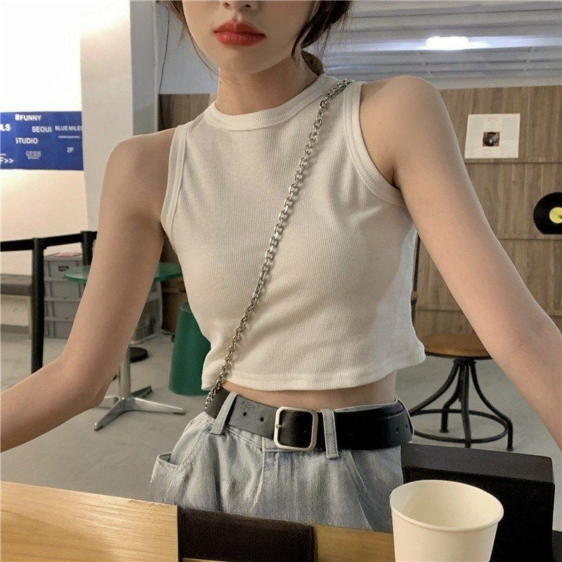 Áo ba lỗ nữ, Áo sát nách croptop, Áo Lửng Sát Nách Màu Trơn Gợi Cảm maylala.store