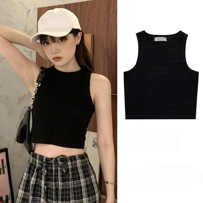 Áo ba lỗ nữ, Áo sát nách croptop, Áo Lửng Sát Nách Màu Trơn Gợi Cảm maylala.store