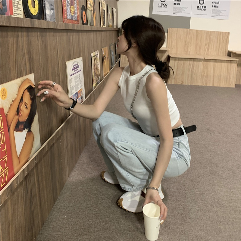Áo ba lỗ nữ, Áo sát nách croptop, Áo Lửng Sát Nách Màu Trơn Gợi Cảm maylala.store