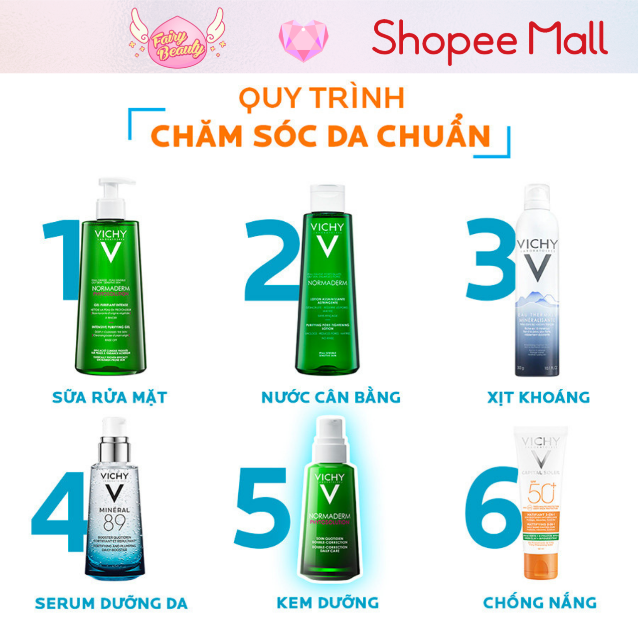 [VICHY] Gel Dưỡng Ẩm Dạng Sữa Chứa BHA Cho Da Dầu Mụn Normaderm Phytosolution Double-Correction Daily Care 50/3ml