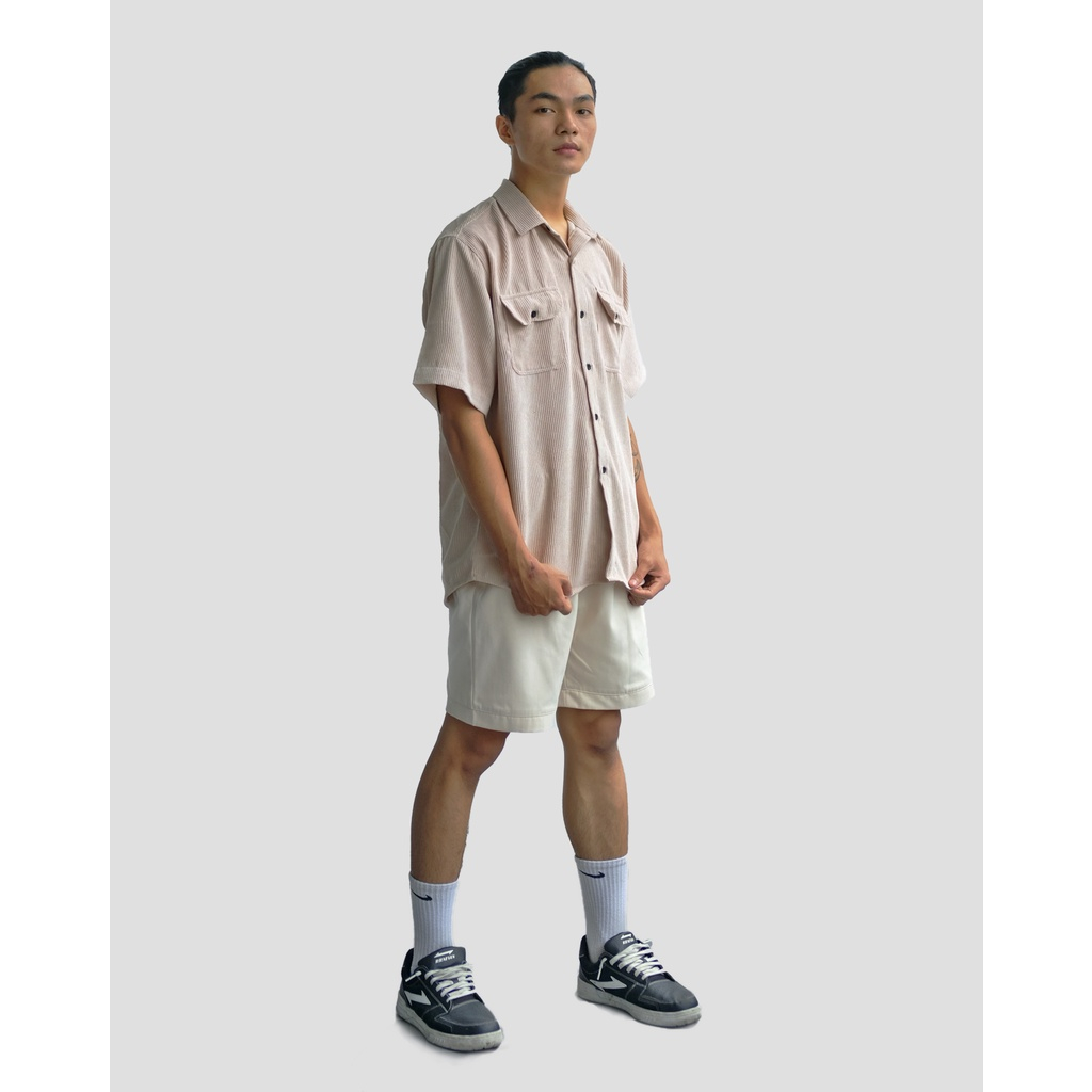 MONATA BLUELIGHT Velvet Shirt Cream - Áo sơ mi tăm nhung unisex