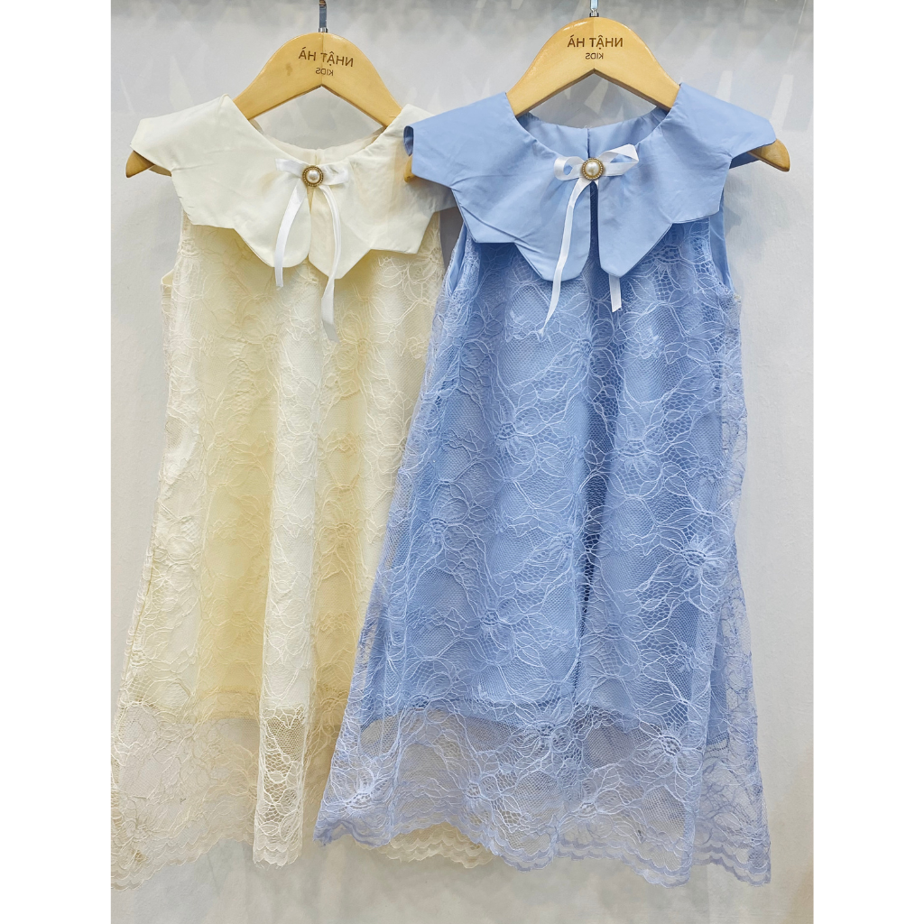 Váy cho bé giá T3 NHẬT HÀ chất liệu voan tơ 2 lớp thiết kế cổ siêu điệu