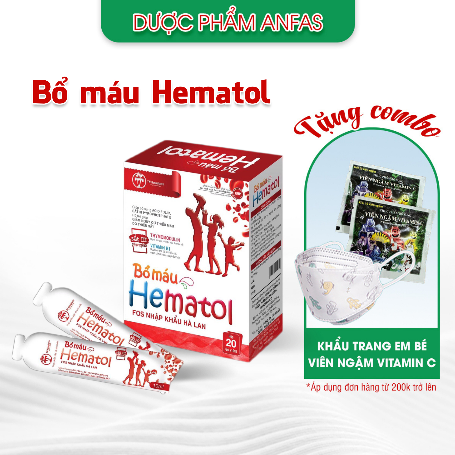 Bổ sung sắt Hematol Ramukid (hộp 20 gói 10ml) axit folic cho bà bầu