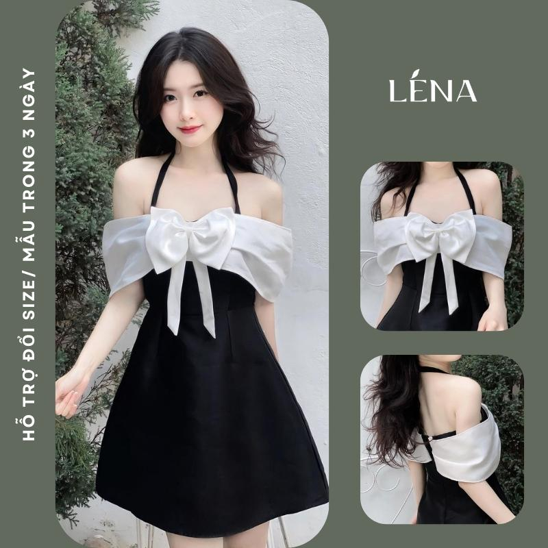 Đầm dự tiệc trễ vai dáng a nơ bản to LENA tiểu thư dịu dàng - L1002