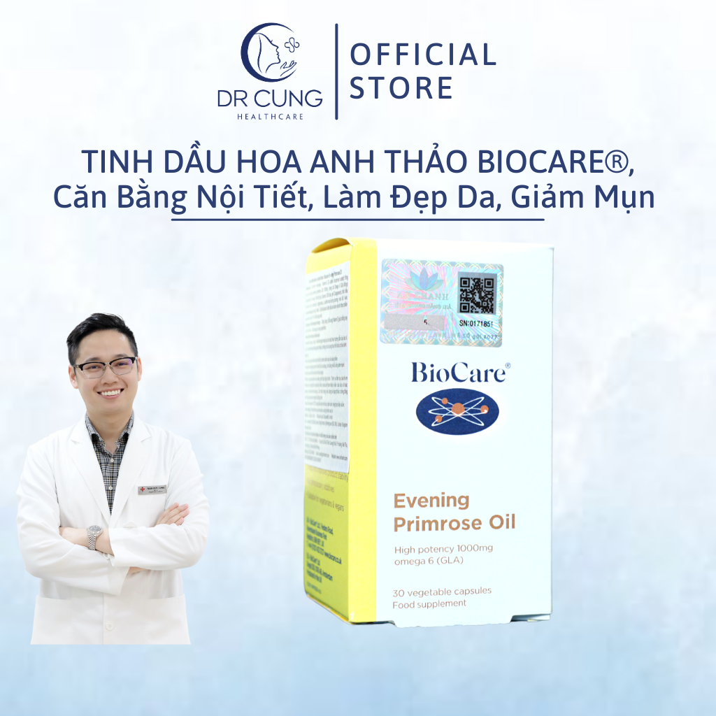 Bác Sĩ Cung Tinh Dầu Hoa Anh Thảo Biocare - Hỗ Trợ Làm Đẹp Da, Giảm Mụn, Mờ Thâm, Cân Bằng Nội Tiết Tố Nữ (30 Viên)