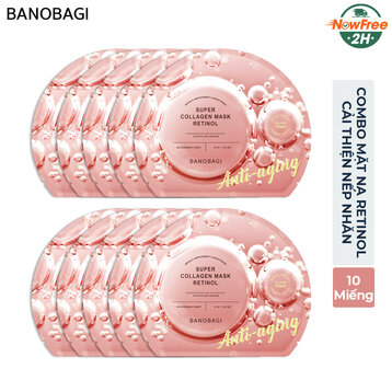 Mặt Nạ Giấy Mask Banobagi Super collagen Retinol Cải Thiện Nếp Nhăn màu Hồng Đất 30g