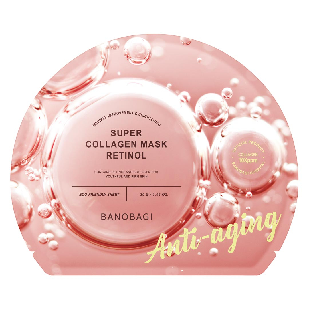 Mặt Nạ Giấy Mask Banobagi Super collagen Retinol Cải Thiện Nếp Nhăn màu Hồng Đất 30g