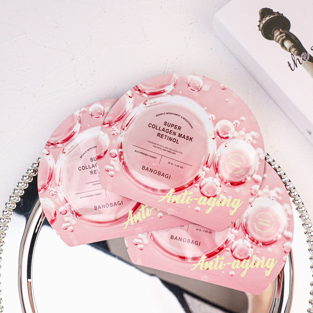 Mặt Nạ Giấy Mask Banobagi Super collagen Retinol Cải Thiện Nếp Nhăn màu Hồng Đất 30g