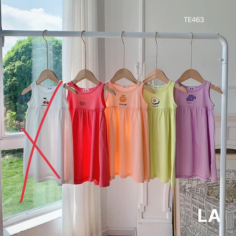 Váy ba lỗ cotton hoa quả siêu xinh cho bé gái