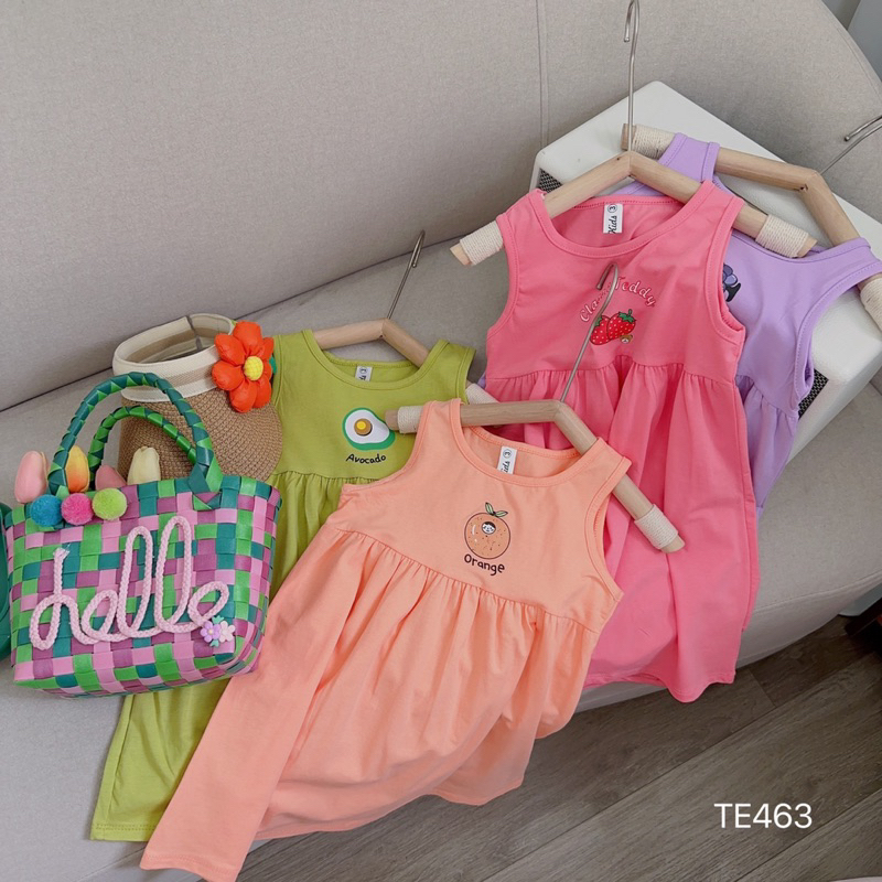 Váy ba lỗ cotton hoa quả siêu xinh cho bé gái