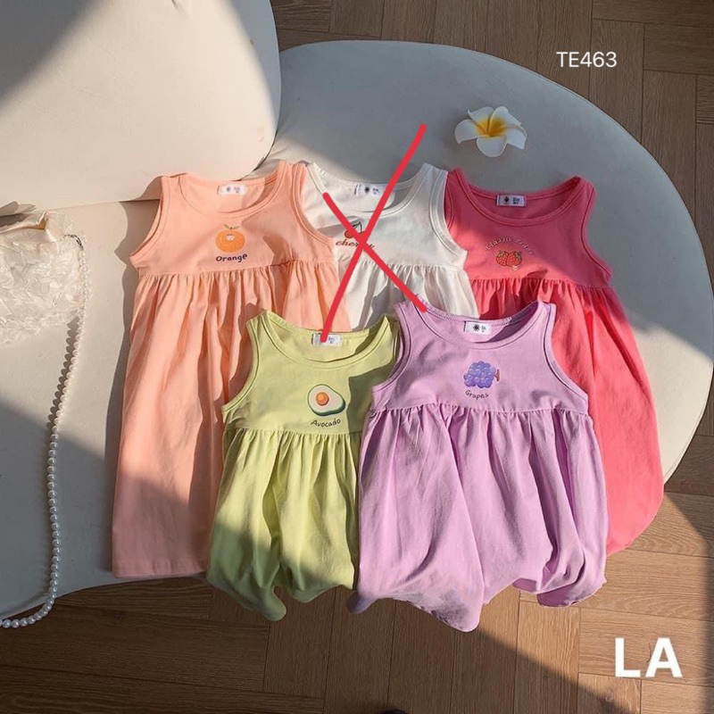 Váy ba lỗ cotton hoa quả siêu xinh cho bé gái