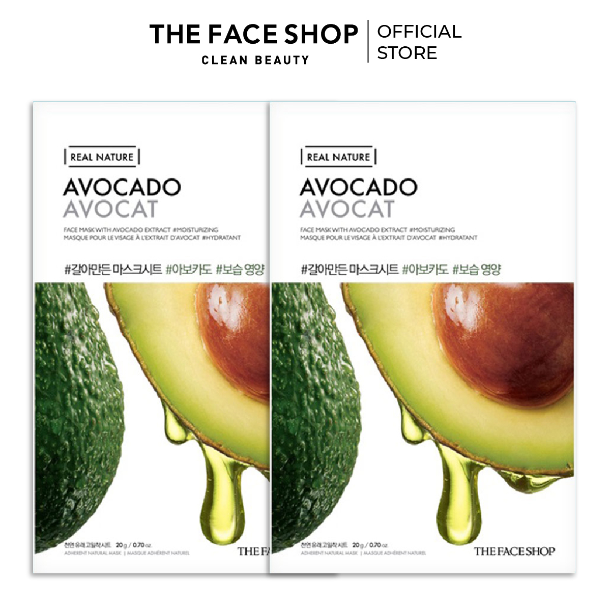Combo 2 Mặt Nạ Giấy Phục Hồi Ẩm Tối Ưu THE FACE SHOP Real Nature Avocado Face Mask 20G