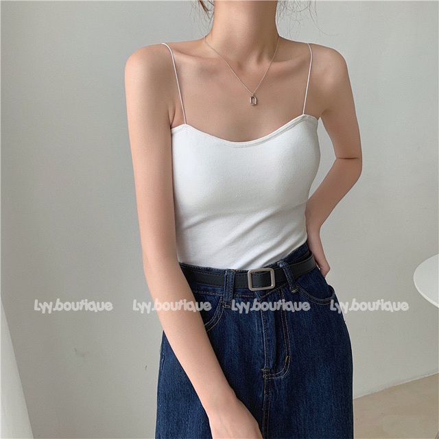 Áo croptop 2 dây bản to có sẵn đệm mút ngực freesize 3 màu chất đẹp LYY BOUTIQUE