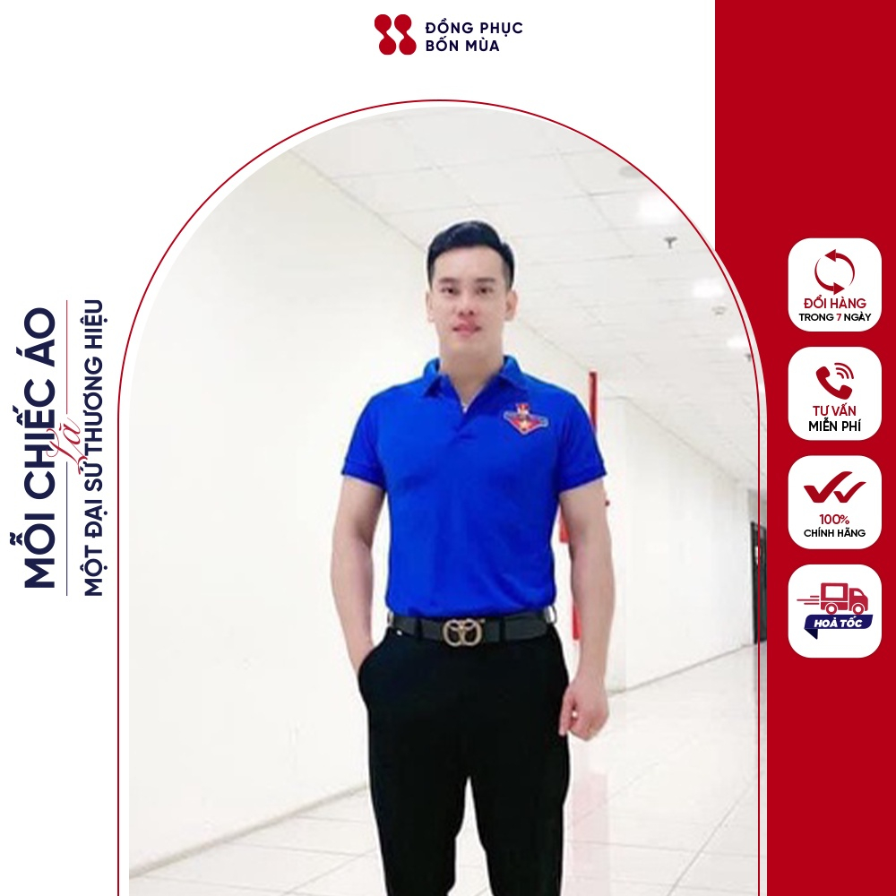 Áo đoàn thanh niên, sinh viên tình nguyện chất lacoste hàng cao cấp logo thêu sẵn 100% ảnh thật A-TNCS-Polo