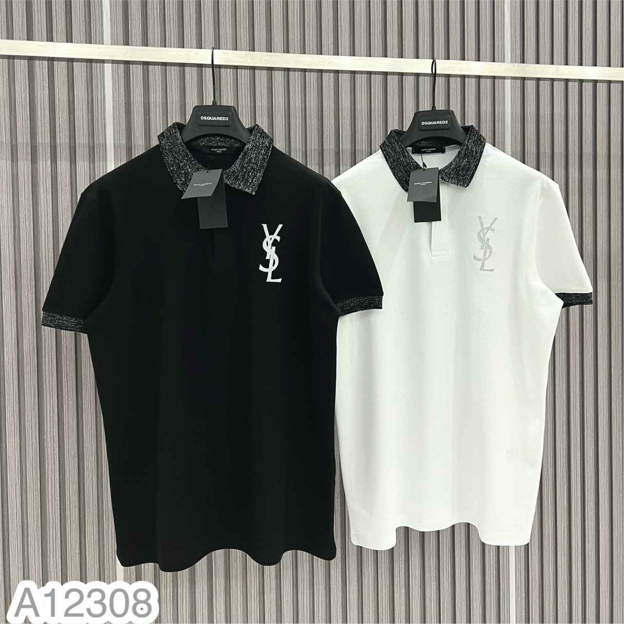 Áo Polo Nam Họa Tiết Logo YSL Kim Tuyến hot hit 2023 - Áo Polo Cao Cấp Dành Cho Nam