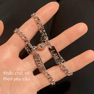 Vòng Tay Cặp Cinhy Accessories Lắc tay đôi nam nữ màu bạc 925 khắc tên theo yêu cầu phụ kiện thời trang nam nữ đẹp -LT02