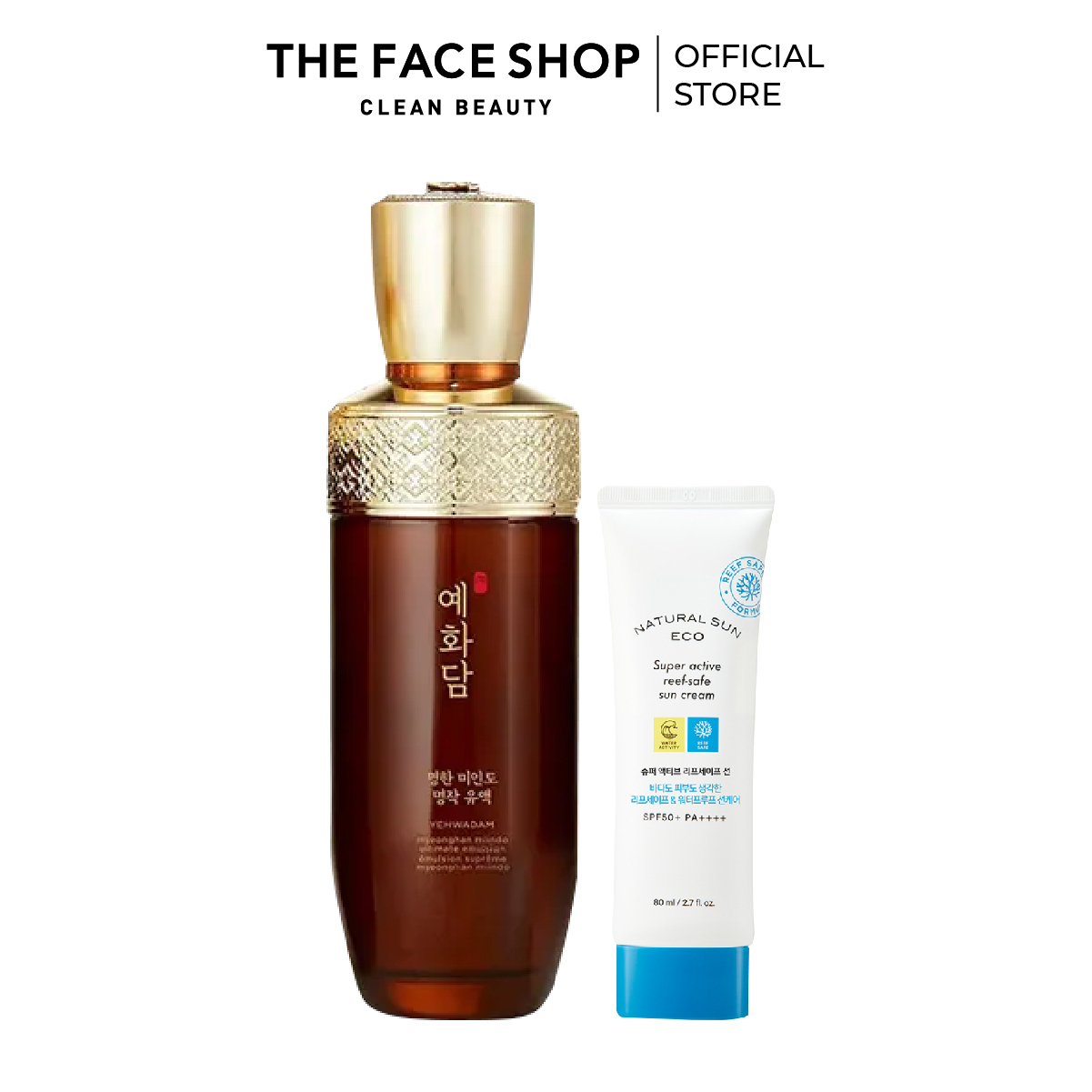 Combo Sữa Dưỡng Chống Lão Hóa THE FACE SHOP 140ml+Kem Chống Nắng Sun Eco Sun Cream SPF50+PA++++ 80mll