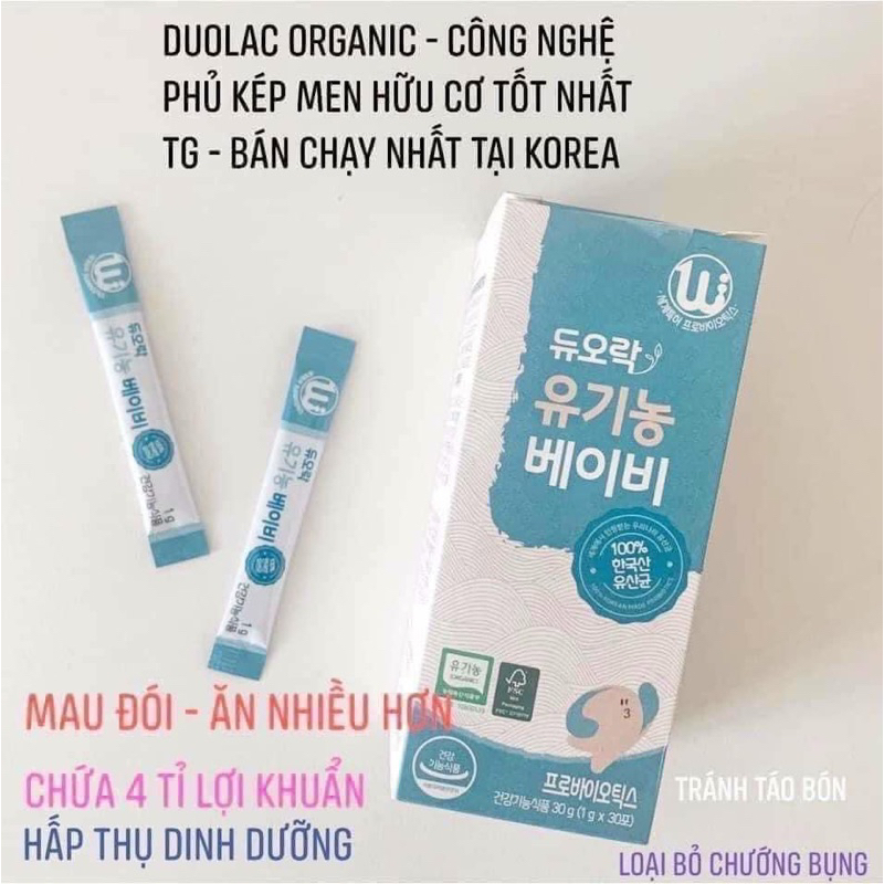 MEN VI SINH DUOLAC ORGANIC CHO BÉ HỘP 30 GÓI