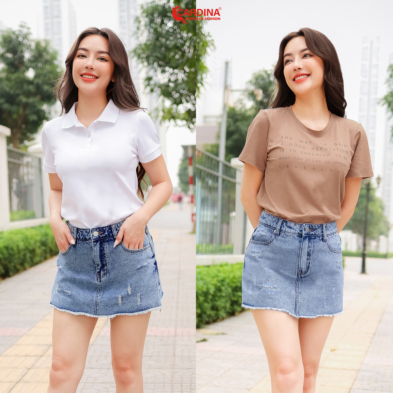 Quần Short Nữ 𝐂𝐀𝐑𝐃𝐈𝐍𝐀 Giả Váy Chất Jeans Dáng Chữ A Trẻ Trung Năng Động 3QF03