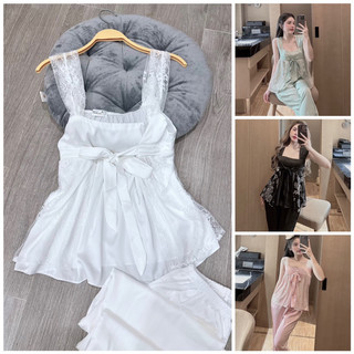 Đồ bộ nữ tiểu thư dễ thương, đồ ngủ lụa thun, chất liệu lụa mềm mịn, thoáng mát, quần có túi