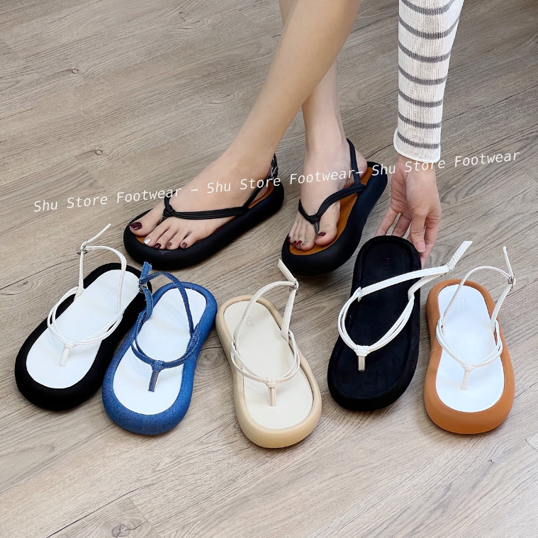 Shu Store | Sandal kẹp ngón quai kép mãnh đế 3cm thời trang mới xinh xắn cho nữ