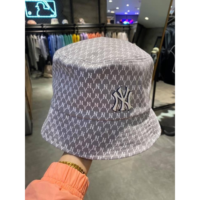 Nón MLB Bucket Xám Full Tag Logo Thêu Bền Đẹp