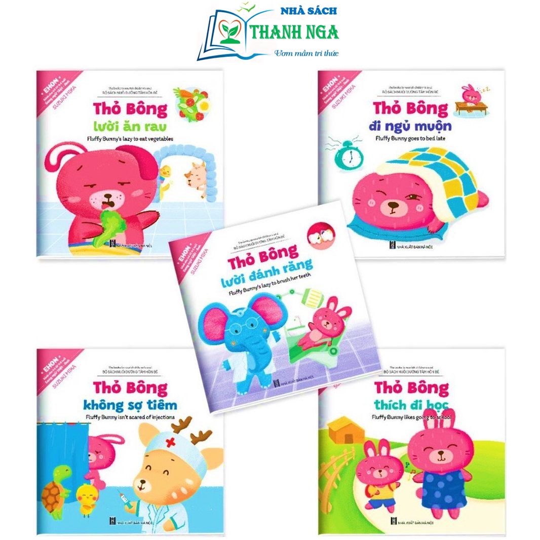 Sách - Ehon Thỏ Bông Song Ngữ Việt-Anh - Bộ 5 cuốn Ehon Kỹ năng sống nuôi dưỡng tâm hồn cho bé 0-6 tuổi (có file nghe)